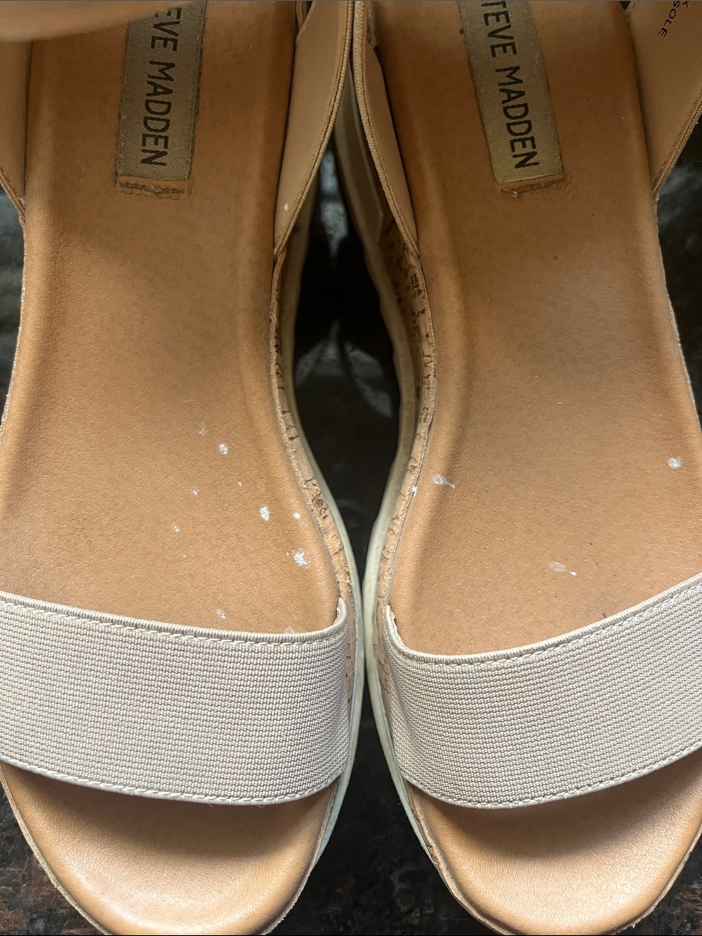 Steve Madden Neutral Beige Cork Platform Sandal with Ankle Band - Picture 4 of 9